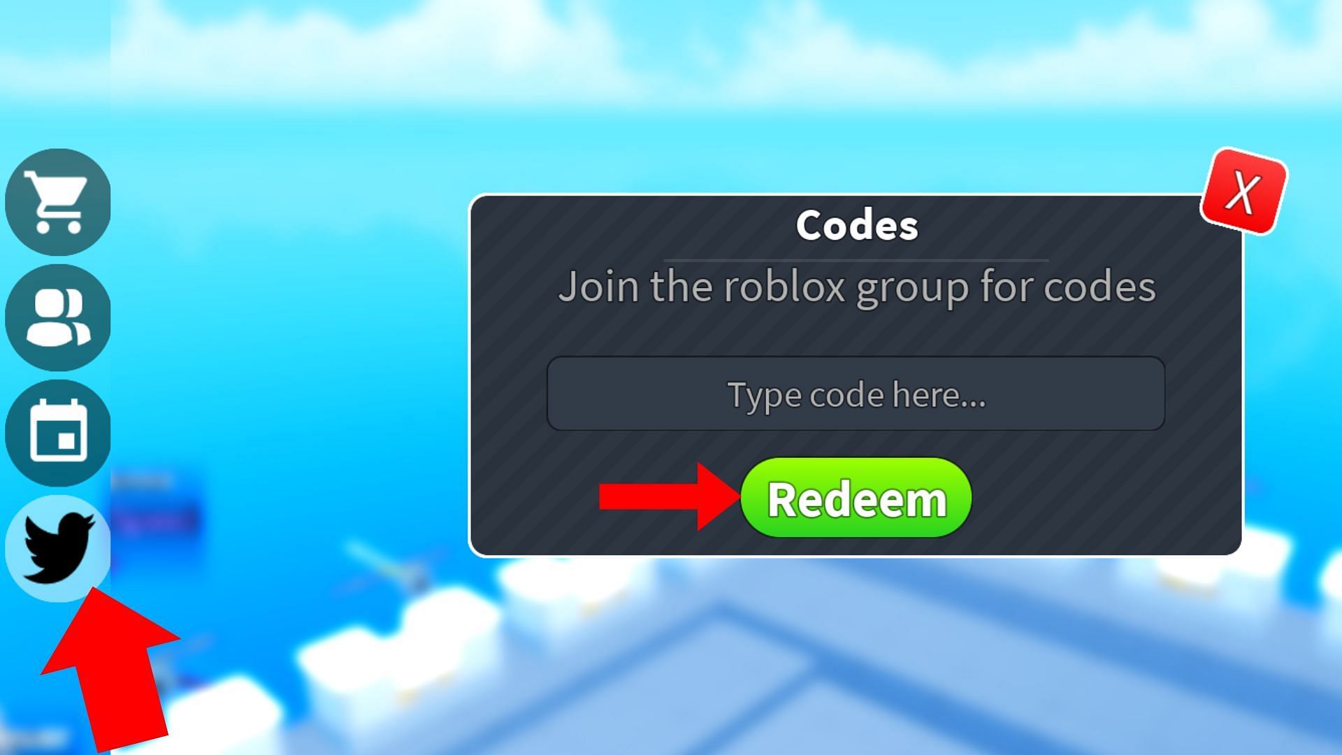 The code redemption process in Human Kebabs (Image via Roblox)